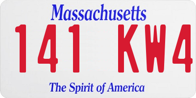 MA license plate 141KW4