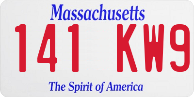 MA license plate 141KW9