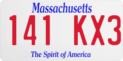 MA license plate 141KX3