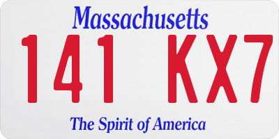 MA license plate 141KX7
