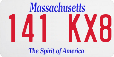 MA license plate 141KX8