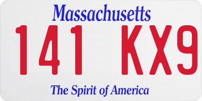 MA license plate 141KX9