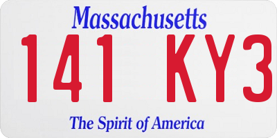 MA license plate 141KY3