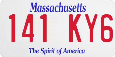 MA license plate 141KY6