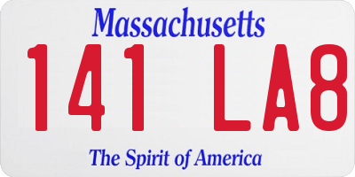 MA license plate 141LA8