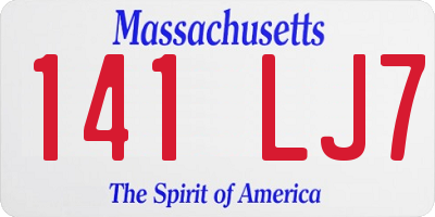 MA license plate 141LJ7