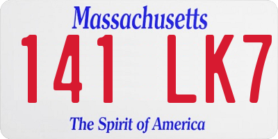 MA license plate 141LK7
