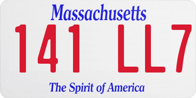 MA license plate 141LL7