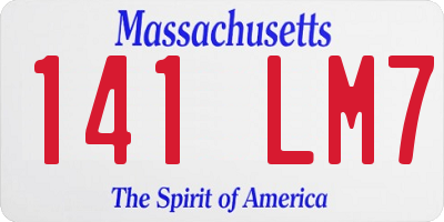 MA license plate 141LM7