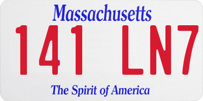 MA license plate 141LN7