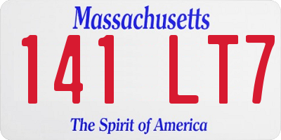 MA license plate 141LT7