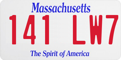 MA license plate 141LW7