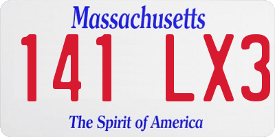 MA license plate 141LX3