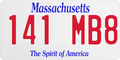 MA license plate 141MB8