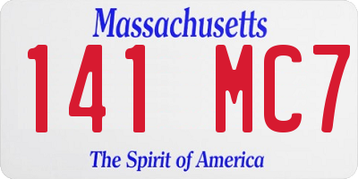 MA license plate 141MC7