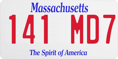 MA license plate 141MD7