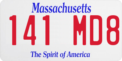 MA license plate 141MD8