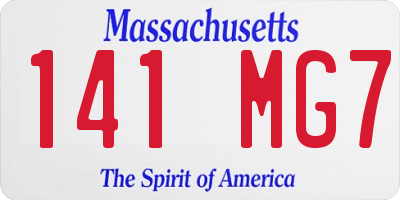 MA license plate 141MG7