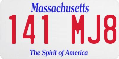 MA license plate 141MJ8