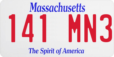 MA license plate 141MN3