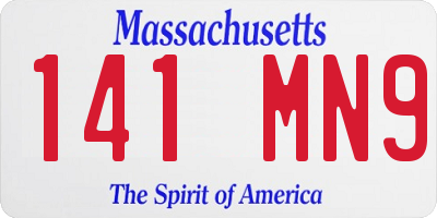 MA license plate 141MN9