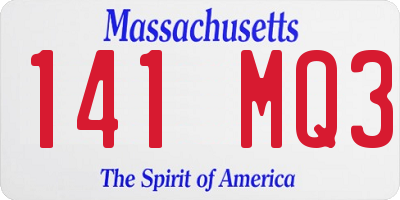 MA license plate 141MQ3