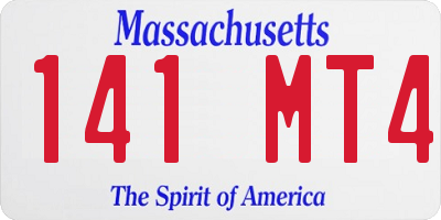 MA license plate 141MT4