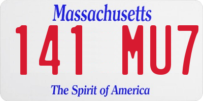 MA license plate 141MU7