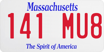 MA license plate 141MU8