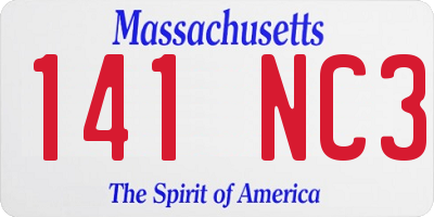 MA license plate 141NC3