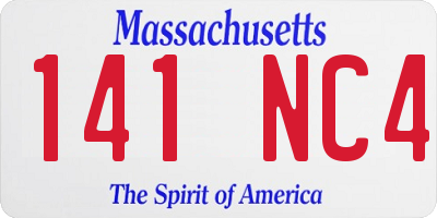 MA license plate 141NC4