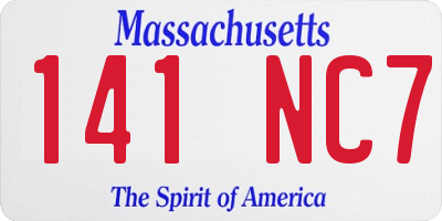 MA license plate 141NC7
