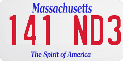 MA license plate 141ND3
