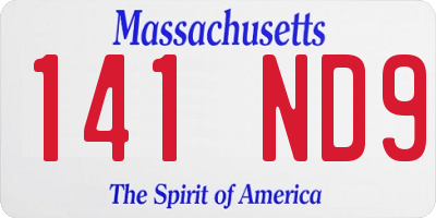 MA license plate 141ND9