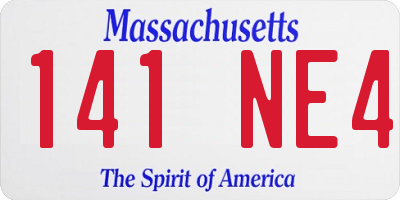 MA license plate 141NE4
