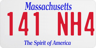 MA license plate 141NH4