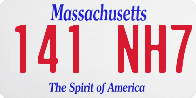 MA license plate 141NH7