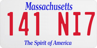 MA license plate 141NI7