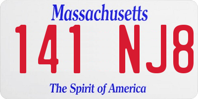 MA license plate 141NJ8
