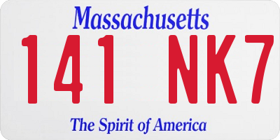 MA license plate 141NK7