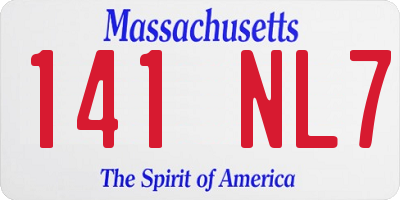 MA license plate 141NL7