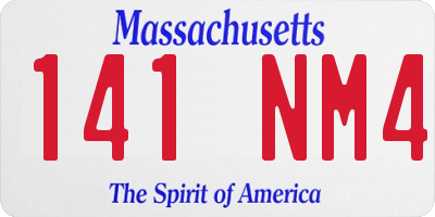 MA license plate 141NM4