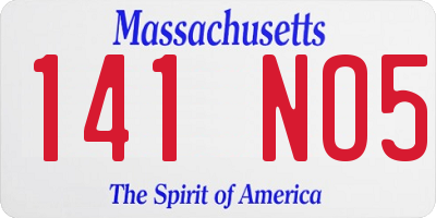 MA license plate 141NO5