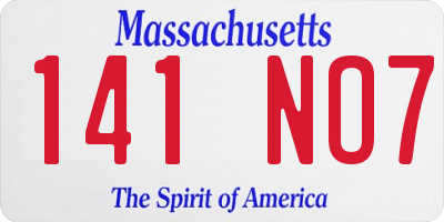 MA license plate 141NO7