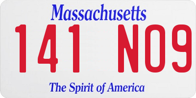 MA license plate 141NO9