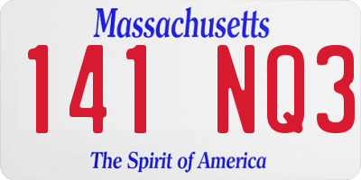 MA license plate 141NQ3