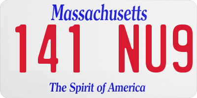 MA license plate 141NU9