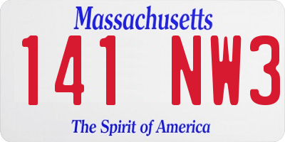 MA license plate 141NW3
