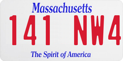MA license plate 141NW4