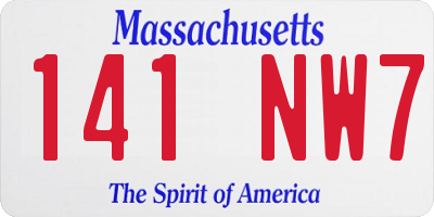 MA license plate 141NW7